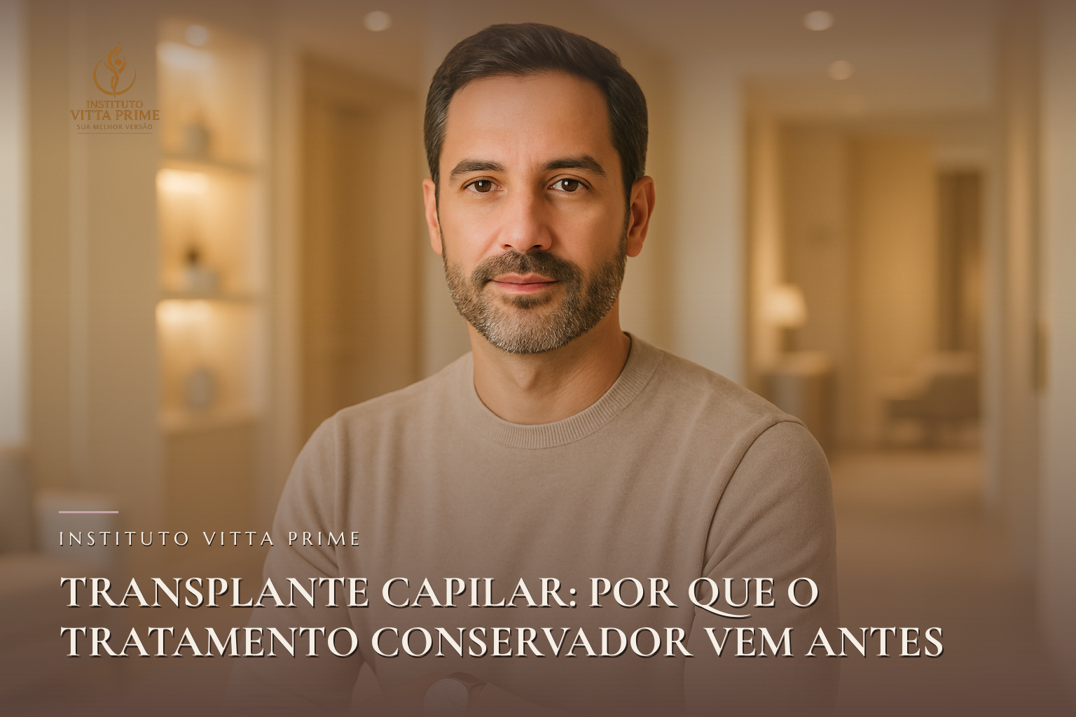 Transplante Capilar: Por Que o Tratamento Conservador Vem Antes. Ilustração editorial do Instituto Vitta Prime, tricologia em Manaus