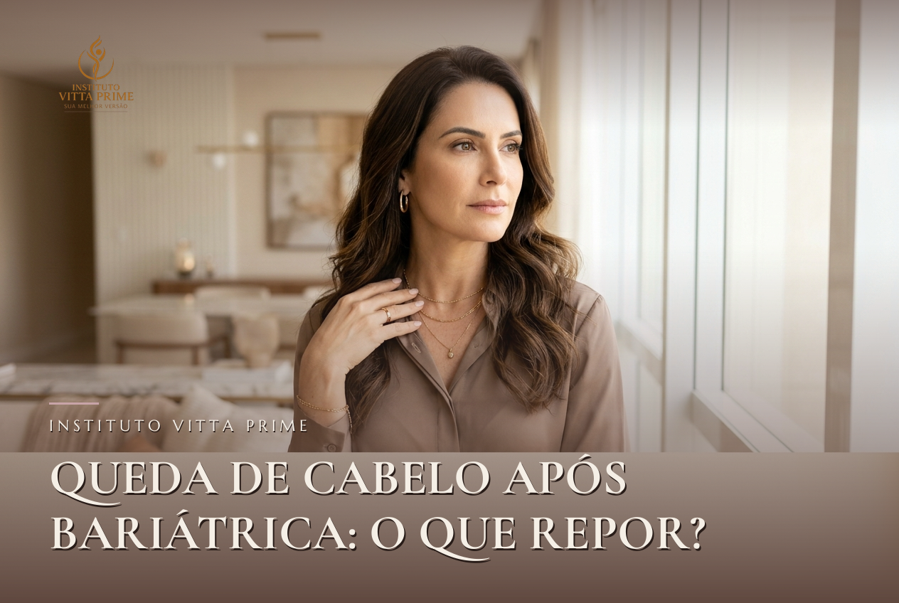 Queda de Cabelo Após Bariátrica: O Que Repor?. Ilustração editorial do Instituto Vitta Prime, tricologia em Manaus