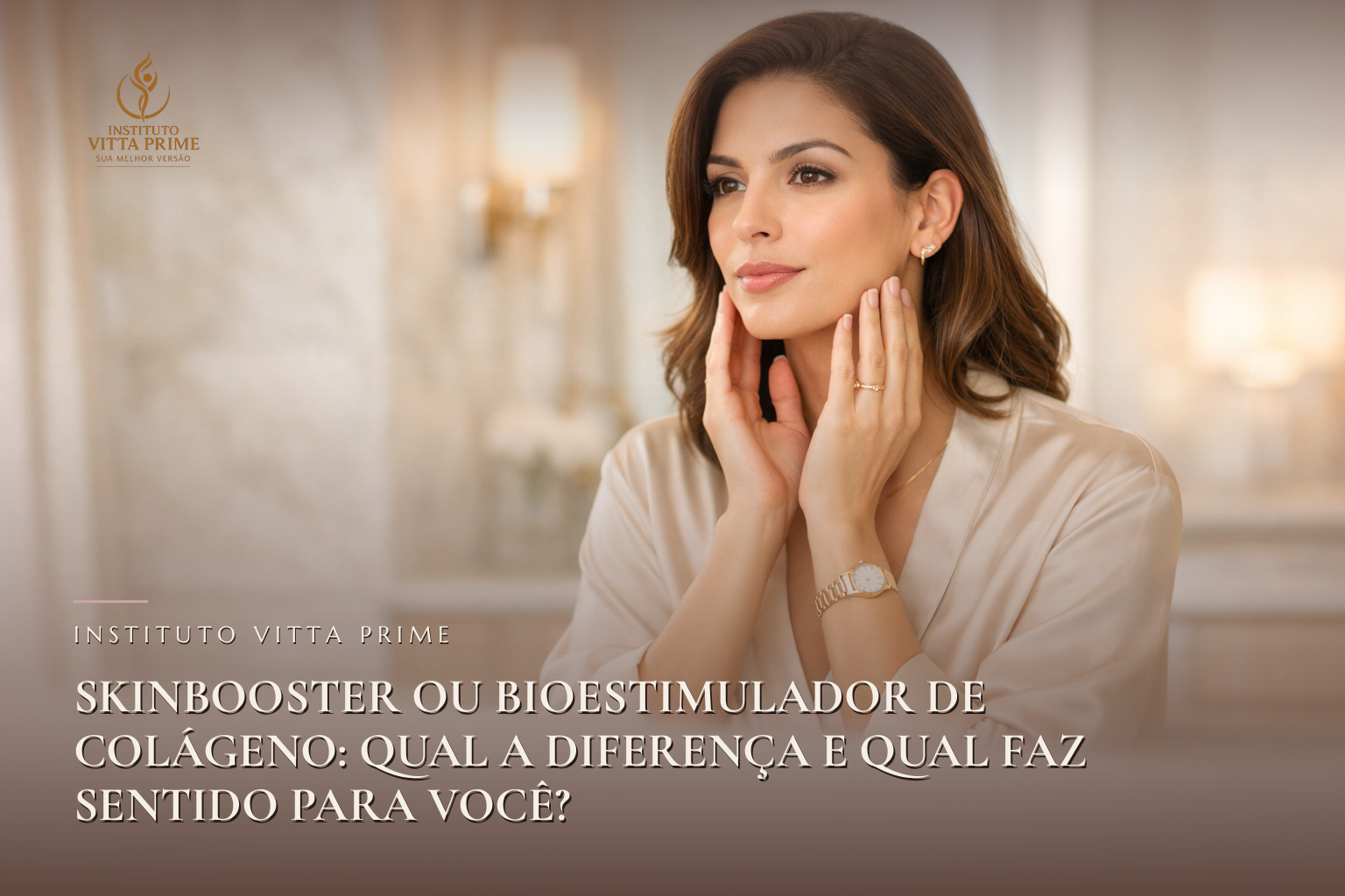 Skinbooster ou Bioestimulador de Colágeno: Qual a Diferença e Qual Faz Sentido para Você?. Ilustração editorial do Instituto Vitta Prime, estética facial em Manaus