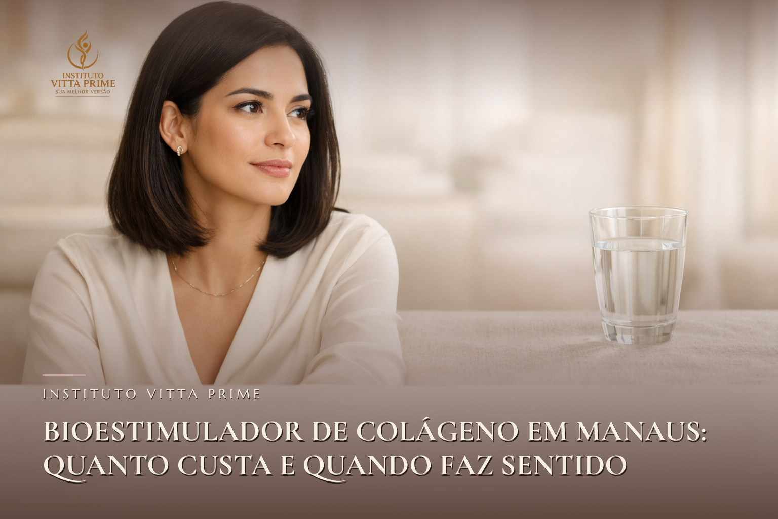 Bioestimulador de colágeno em Manaus: quanto custa e quando faz sentido. Ilustração editorial do Instituto Vitta Prime, estética facial em Manaus