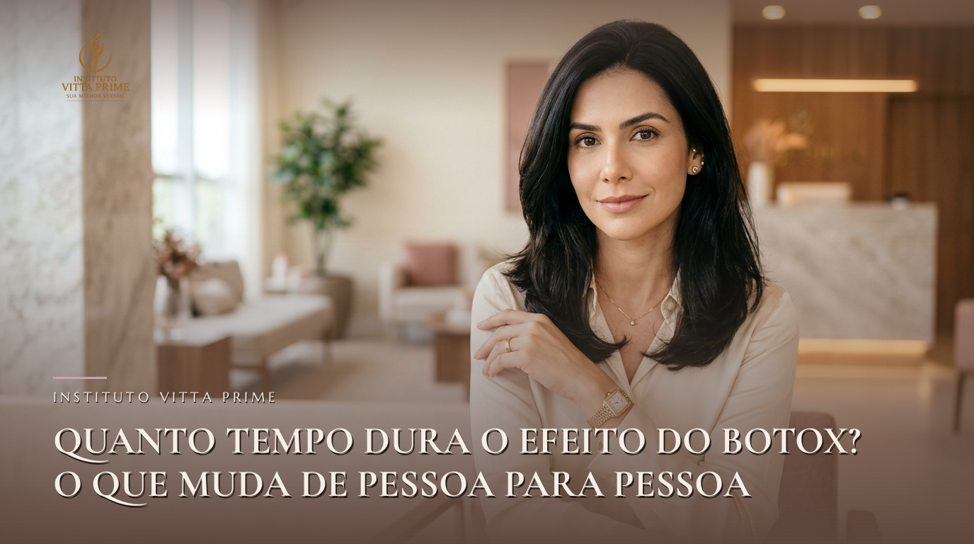 Quanto Tempo Dura o Efeito do Botox? O que Muda de Pessoa para Pessoa. Ilustração editorial do Instituto Vitta Prime, estética facial em Manaus