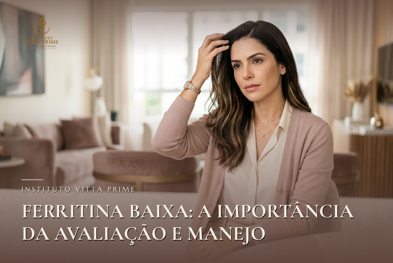 Ferritina Baixa: A Importância da Avaliação e Manejo. Ilustração editorial do Instituto Vitta Prime, tricologia em Manaus
